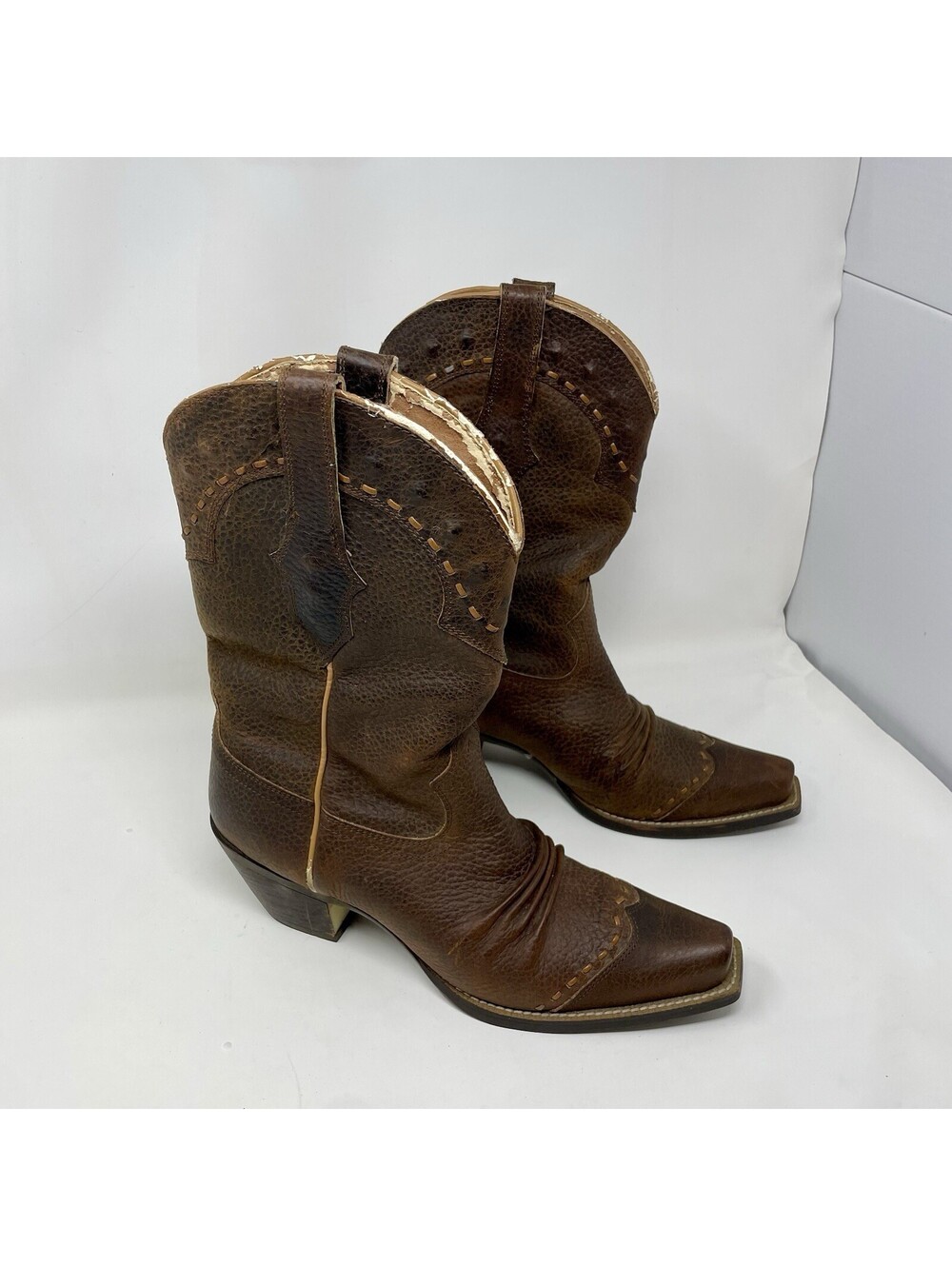 Pre-owned ARIAT Boots Women Brown Oiled Leather Dixie 21286 Cowboy Rowdy 9B